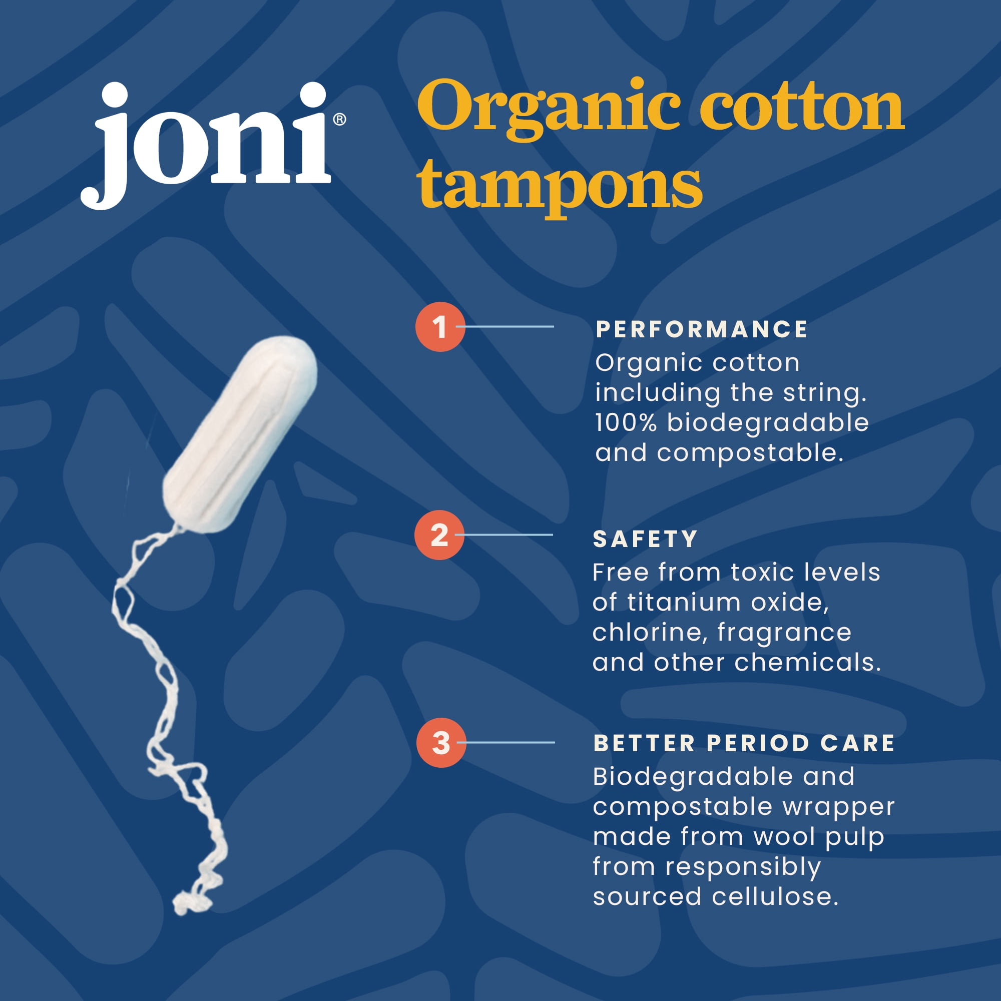 Tampons réguliers en coton biologique joni, 32 unités