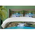 thumbnail image 4 of Ambesonne Nature Duvet Cover Set, Rocks in Waterfall Lake, 2-Calking, Green Blue and Brown, 4 of 7