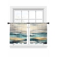 thumbnail image 2 of Abstract Ocean Sheer Curtains 45 Inches Long 2 Panels Wave Beach Oil Painting Style Impressionist Light Filtering Semi Sheer Window Curtains Drapes for Bedroom Living Room 52"x45", 2 of 7
