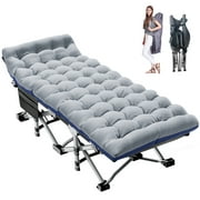 MOPHOTO Folding Camping Cots for Adults Support 900bls, Portable Folding Bed, Heavy Duty Collapsible Sleeping Bed, W/Mattress & Carrying Bag, 75x28