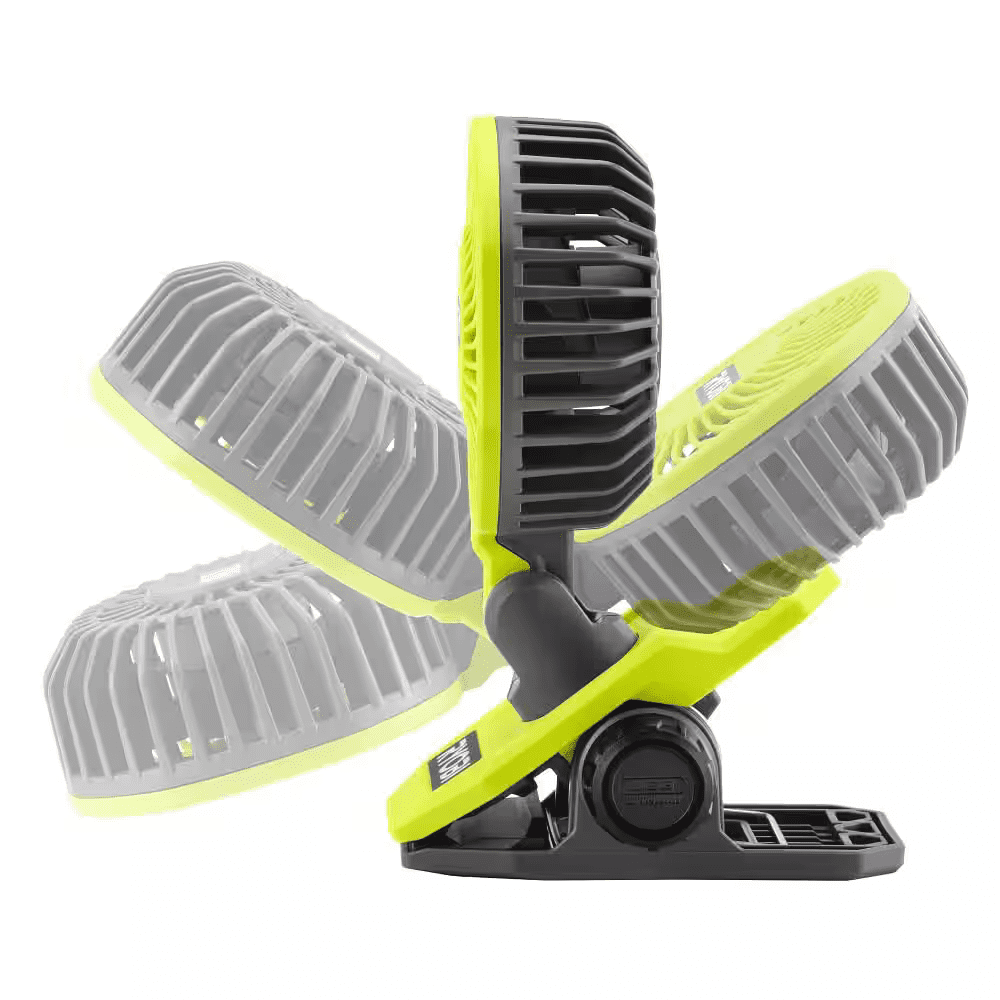 Ryobi USB Lithium Clamp Fan Kit w/ 2.0 Ah USB-C Lithium Battery, Charging Cable