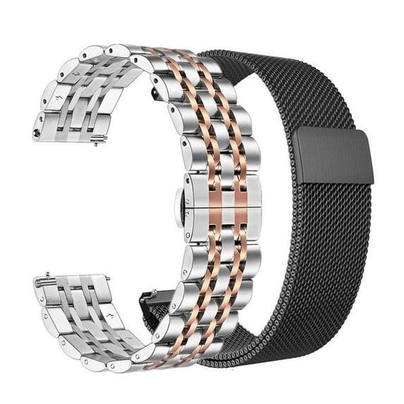 BRADCET 1/2Pack 20mm 22mm Stainless Steel Metal Band for Samsung Galaxy watch 5 4 40mm 44mm/Active 2 3/Watch 4 Classic 42mm 46mm/Watch 3 45mm/Gear S3 S4 46mm for Metal Mesh Milanese Loop Magnetic