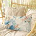 thumbnail image 4 of Beige Beach Coastal Pillow Covers, Linen Long Throw Pillow Case, Summer Nautical Coral Shell Botanical Holiday Pillow Protector Decorative Cushion Cover for Living Room/Bedroom 20" x 26", 4 of 8