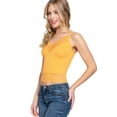 thumbnail image 2 of Women's Seamless V-Neck Cami Top with Lace Detail – Ribbed Stretch Fabric Golden Yellow,Medium, 2 of 3