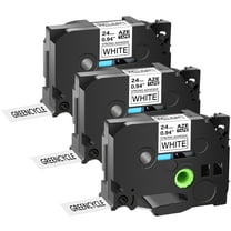 GREENCYCLE 3PK Compatible for Brother P-touch Black on White 24mm TZ TZe TZe-S251 TZ-S251 TZ-251 TZe-251 Extra Strength Laminated Label Tape