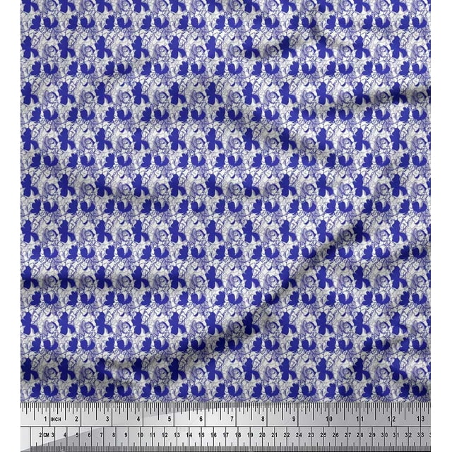 Soimoi Velvet Fabric Flower Artistic Decor Fabric Printed Yard 58 Inch Wide