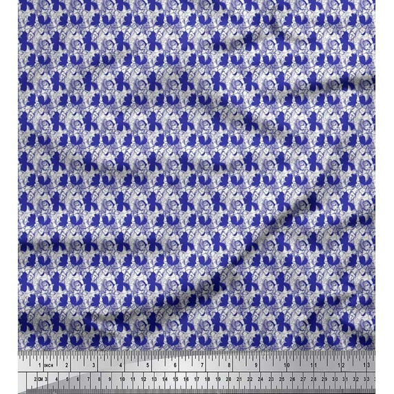 Soimoi Cotton Cambric Fabric Flower Artistic Printed Craft Fabric by The Yard 56 Inch Wide