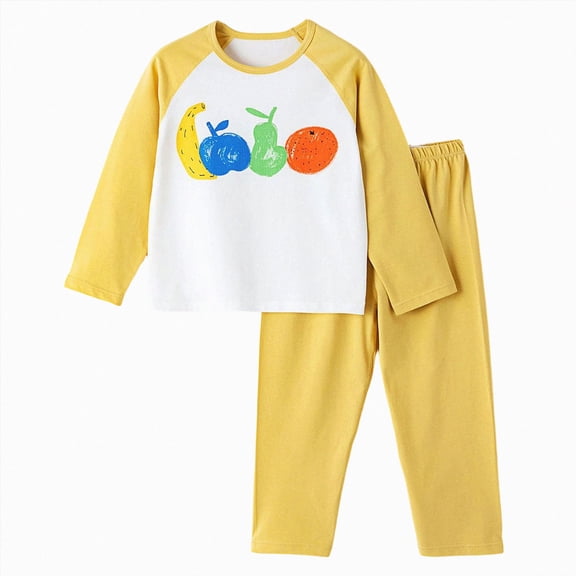 NIEWTR Toddler Long Sleeve Pajamas Set 2PC Outfits Soft Pullover and Elastic Waist Long Pants Breathable for Girl Girl 2T-5T(A-Yellow,3-4 Years)