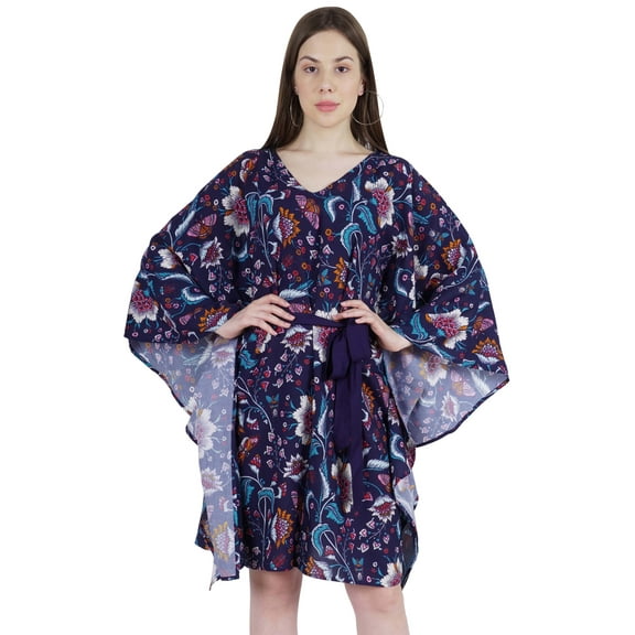 Moomaya Turkish MaxiKaftanFor Women Short Casual Mini Beach Dress Swimsuit Cover Up