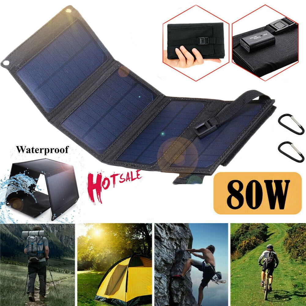 N/A Portable Solar Panel 80W Solar Charger with DC Output for Power Station Generator Camping RV Monocrystalline Foldable Solar Panel Battery Charger for Phones Laptop Tablet Camera 