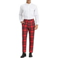 thumbnail image 2 of Unique Bargains Men's Checked Pattern Suit Pants Flat Front Plaid Dress Pants 30 Dark Red, 2 of 6