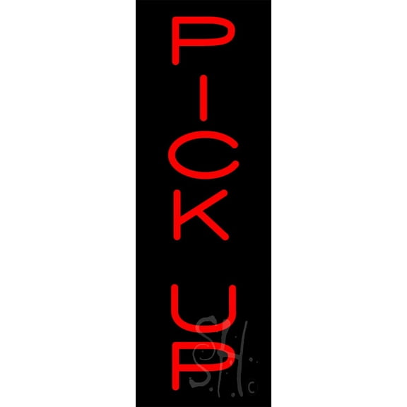 Vertical Red Pick Up LED Neon Sign 24" Tall x 8" Wide, Clear Edge Cut Acrylic Backing, with Dimmer - Bright and Premium built indoor LED Neon Sign for Bar decor.