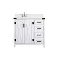 thumbnail image 3 of Elegant Decor Grant 36" MDF Wood & Stone Bathroom Vanity with Backsplash - White, 3 of 8