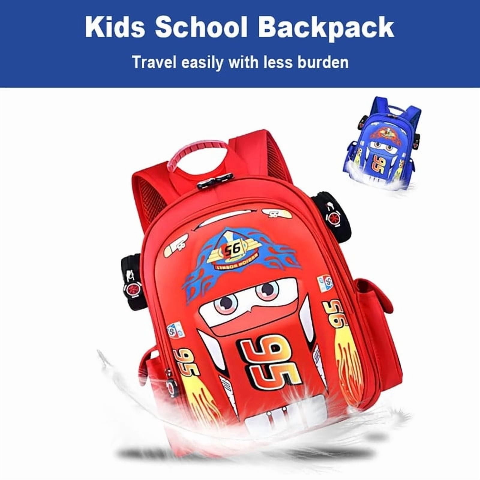 Cars Cartoon Red Racing Bag 3D Pocket Backpack Mini Red Racing Backpack