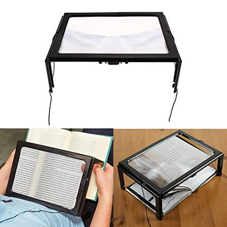 Line Magnifier - Chinatera Hands Free Foldable Magnifying Glass Sheet 3X Magnifier with Cord & Stand & LED Lights for Reading Sewing Crafts Handcraft Hobby