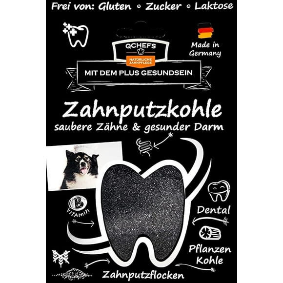QCHEFS Dental Charcoal for Dogs - One Month Supply* - Food Topper - After Meal Licking Treat Oral Health Snack