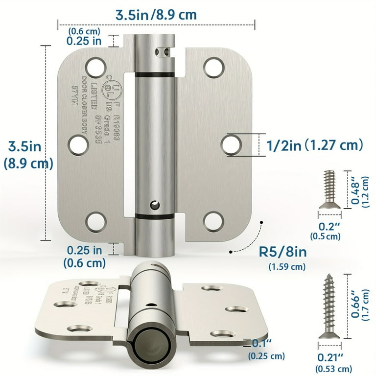 Self-Closing Spring Door Hinges, Adjustable, 2-Pack photo 4