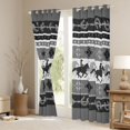 thumbnail image 3 of Homewish Grey Fashion Aztec Black Out Curtains, Western Tribal Cowgirl Curtains Pack of 2 (42x63 Each), Rustic Farmhouse Horse Bedroom Curtains, Window Curtains Decor, 3 of 6