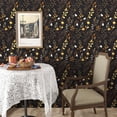 thumbnail image 4 of Black Floral Wallpaper Peel and Stick, Dark Gold Vintage Flower Contact Paper, Golden/White Botanical Wall Paper Self Adhesive Waterproof Removable for Room Cabinet Drawer Table Decor 17.5" x 118", 4 of 15
