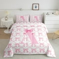 thumbnail image 2 of jejeloiu Letter A Monogrammed Bedding Comforter Set,Cartoon Bow Tie Twin Comforter Sets,Pink Bowtie Ribbon Bedding Set For Girls,Microfiber Room Decorative Reversible,2 Pieces, 2 of 8