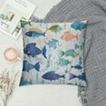 thumbnail image 2 of Nawypu  Blue Throw Pillow Cushion Cover, Artisan Fish Patterns with Wavy Lines and Sky Cloud Motifs Marine Sea Life Image, Decorative Square Accent Pillow Case, Seafoam Blue, 2 of 5
