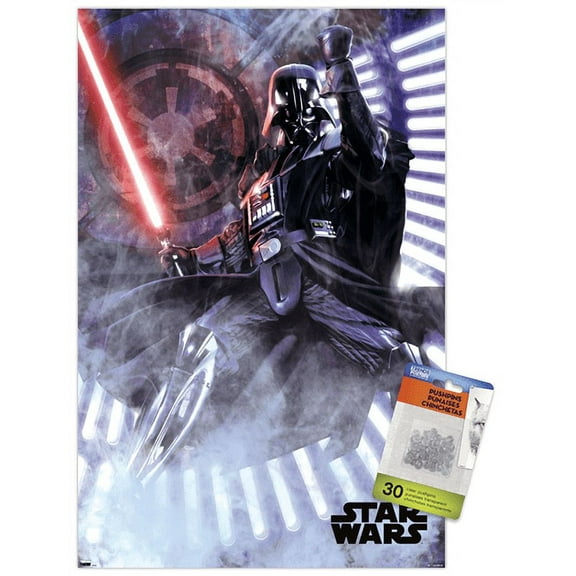 Star Wars: A New Hope - Vader Wall Poster with Pushpins, 14.725" x 22.375"