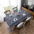 thumbnail image 4 of Navy Blue Floral Rectangle Tablecloth, Ethnic Tribe Abstract Art Flowers Waterproof & StainResistant Tablecloth, Washable Oil-proof Table Cover for Dining/Party/Wedding/Camping/Buffet 60x84 In, 4 of 9