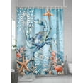 thumbnail image 5 of Shower Curtain, Crab Coral Starfish Ocean Coastal Washable Shower Curtain with Hooks Bath Decor Fabric Shower Curtains for Bathroom, Hotel, Stalls, Bathtubs, 48x72 Inch, 5 of 6