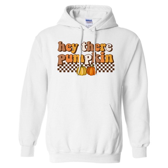 Retro Hey There Pumpkin Hoodie Sweatshirt Unisex Large White
