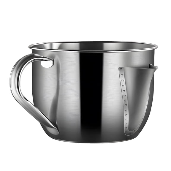 304 Stainless Steel Grease Separator, 17 oz Gravy and Oil Strainer with Spout, Soup Skimmer with Handle, Easy-Clean Kitchen Tool, 5.3 x 3.3 x 4.7 in