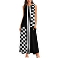 thumbnail image 2 of Stylish Black and white check and stripes Long Dress beach outfits for women clothes for woman elegant dresses plus s Dress, 2 of 6