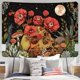 thumbnail image 2 of Tapiz floral de calavera, tapiz de esqueleto de flores, tapiz de jardín de luna, tapiz de plantas de hongos, tapiz vintage trippy para colgar en la pared para habitación (51,2 59., 2 of 4