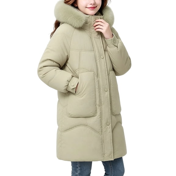 OGLCCG Girl's Winter Coats Kids Windproof Long Puffer Jacket with Pockets Thicken Snow Outerwear with Faux Fur Hood,Size 5-15