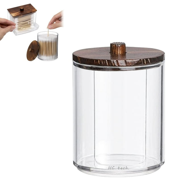Contenant Rond Portable en Acrylique pour Rangement de Produits de Beauté Multiples Idéal pour Garder les Maquillages en Coton et les Cotons-Tiges Organisés Compact