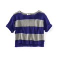 thumbnail image 1 of Aeropostale Chandail Court à Rayures pour Femmes, Violet, Grand, 1 of 1