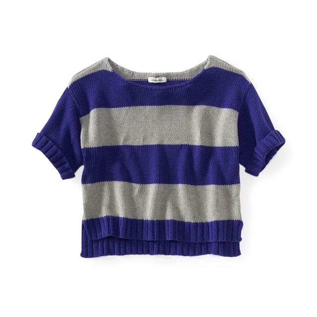 Aeropostale Chandail Court à Rayures pour Femmes, Violet, Grand