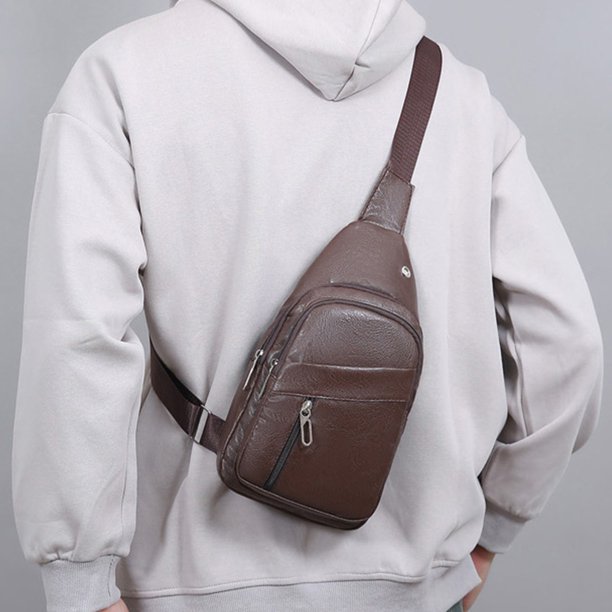 Bolso de pecho de tela, bolso cruzado, bolso de pecho deportivo, bolso de pecho portátil con múltiples bolsillos, bolso de PU