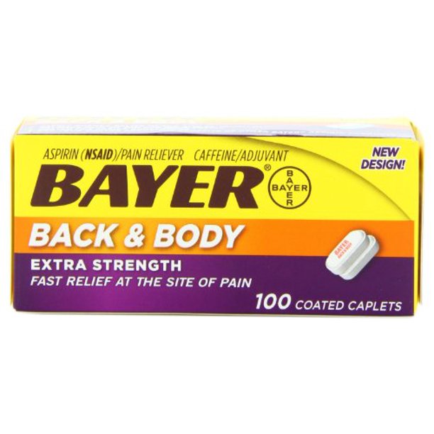 Bayer Aspirin 500mg Back & Body Pain Reliever Extra Strength, 100