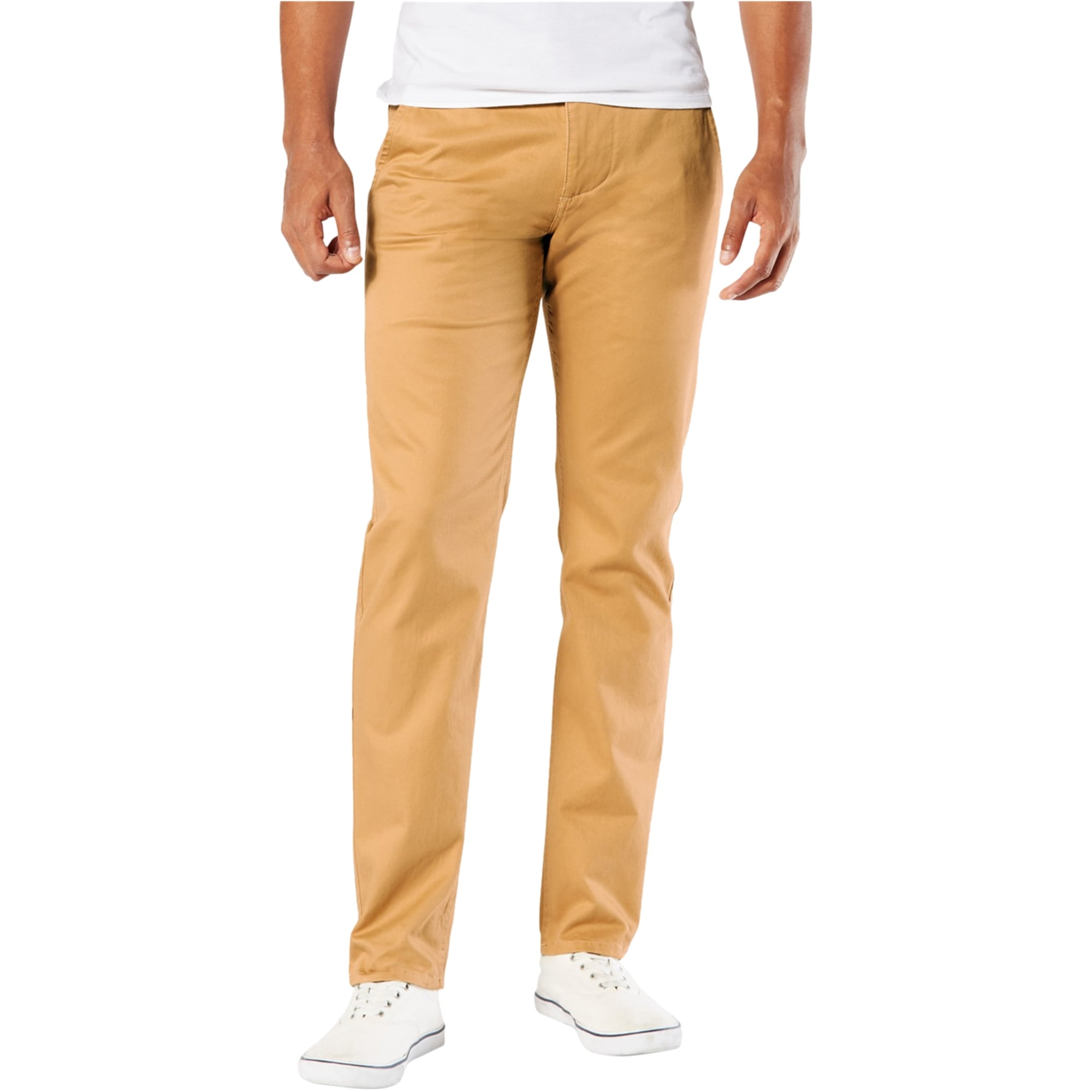 Pantalones Chinos Elásticos Para Hombre | Ajuste Delgado, Tiro Largo 35 Pulgadas | Algodón Cómodo