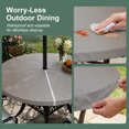 thumbnail image 3 of Round Outdoor Tablecloth with Umbrella Hole and Zipper, Brown Gray Ombre Fitted Table Cover with Elastic Edge for 45-54 Inch, Modern Gradient Abstract Art Waterproof Patio Tablecoths for Picnic, 3 of 9