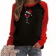thumbnail image 2 of Camiseta de manga larga con estampado navideño informal con cuello redondo para mujer, blusa con parches, Tops a la moda Pompotops gfhjh4273, 2 of 5