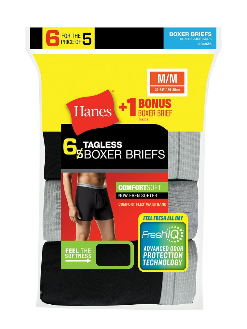 Hanes Men's ComfortSoft Boxer Briefs 5-Pack - Tagless, No Ride-Up, Comfort Flex Waistband