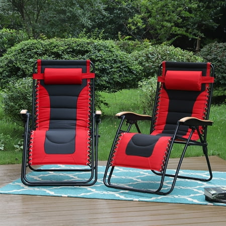 MF Studio 2PCS XL Oversized Padded Zero Gravity Chair Red