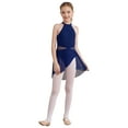 thumbnail image 3 of renvena Kids Girls Halter Lace Floral Irregular Chiffon Hem Leotard Dance Dress Size 6-16 Navy Blue 12, 3 of 7