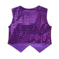 thumbnail image 2 of Vxuxlje Kids Boys Girls Sequined Vest Hip-Hop Street Dance Costume Waistcoat Crop Top Purple 130, 2 of 7