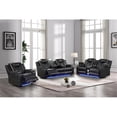 thumbnail image 4 of Benz LED & Power Reclining Sofa Made With Faux Leather in Black, 4 of 13