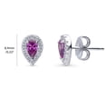 thumbnail image 2 of BERRICLE Sterling Silver Halo Pear Cut Cubic Zirconia CZ Fashion Stud Earrings for Women, Rhodium Plated, Purple, 2 of 7