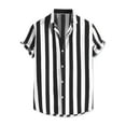 thumbnail image 5 of INSPIRE CHIC Mens Stripe Shirt Short Sleeved Color Block Button Down Beach Shirt M Black, 5 of 7