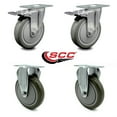 thumbnail image 2 of 5 Inch Gray Polyurethane Swivel Top Plate Caster Set 2 Lock Brakes 2 Rigid SCC, 2 of 2