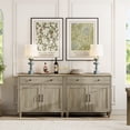 thumbnail image 2 of WAMPAT Large Buffet Cabinet with 4 Doors and 2 Drawers, Modern Coffee Bar Tables Wood Kitchen Storage Cabinets with Adjustable Shelf, Farmhouse Sideboard Credenza for Dining Room, Wash Grey, 68 inch, 2 of 8
